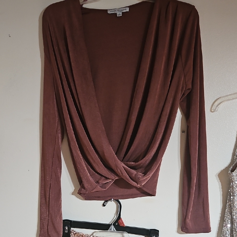 Women's Brown Long Sleeve Top